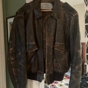 Vintage/Authentic Brown Leather Bomber Jacket